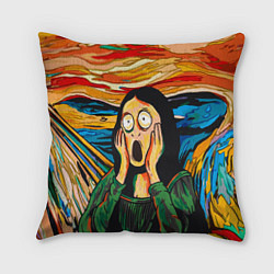 Подушка квадратная Мона Лиза в стиле картины Крик, цвет: 3D-принт
