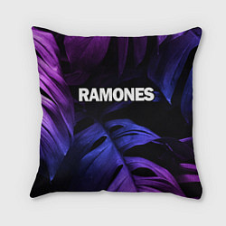 Подушка квадратная Ramones neon monstera, цвет: 3D-принт