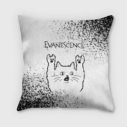 Подушка квадратная Evanescence рок кот на светлом фоне, цвет: 3D-принт