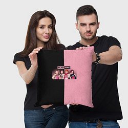 Подушка квадратная Черно-розовый градиент Black Pink, цвет: 3D-принт — фото 2