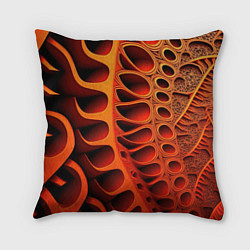 Подушка квадратная Объемная оранжевая абстракция, цвет: 3D-принт
