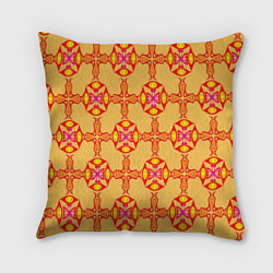 Подушка квадратная Желто-оранжевый мотив, цвет: 3D-принт