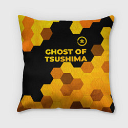 Подушка квадратная Ghost of Tsushima - gold gradient: символ сверху, цвет: 3D-принт