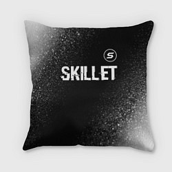 Подушка квадратная Skillet glitch на темном фоне: символ сверху, цвет: 3D-принт