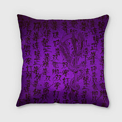Подушка квадратная Неоновый дракон - иероглифы, цвет: 3D-принт