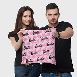 Подушка квадратная Логотип Барби и розовое кружево, цвет: 3D-принт — фото 2