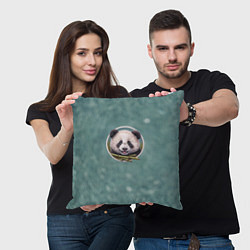Подушка квадратная Милая мордочка панды с бамбуком, цвет: 3D-принт — фото 2