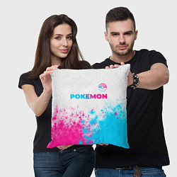 Подушка квадратная Pokemon neon gradient style: символ сверху, цвет: 3D-принт — фото 2