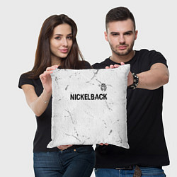 Подушка квадратная Nickelback glitch на светлом фоне: символ сверху, цвет: 3D-принт — фото 2
