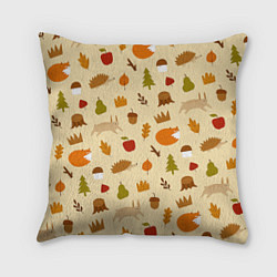 Подушка квадратная Паттерн - осень, цвет: 3D-принт