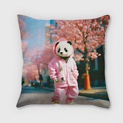 Подушка квадратная Милая панда в пуховике, цвет: 3D-принт