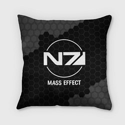 Подушка квадратная Mass Effect glitch на темном фоне, цвет: 3D-принт