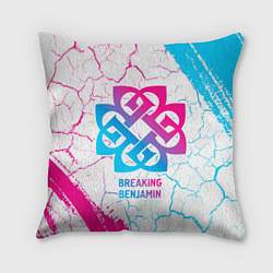 Подушка квадратная Breaking Benjamin neon gradient style, цвет: 3D-принт