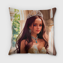 Подушка квадратная Девушка принцесса в алмазных украшениях, цвет: 3D-принт