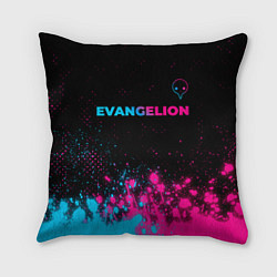 Подушка квадратная Evangelion - neon gradient: символ сверху, цвет: 3D-принт