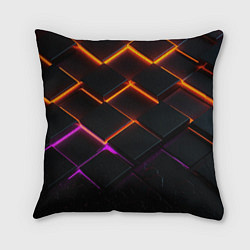 Подушка квадратная Неоновые световые плиты, цвет: 3D-принт