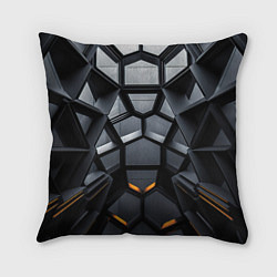 Подушка квадратная Объемная черная конструкция, цвет: 3D-принт