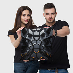 Подушка квадратная Объемная черная конструкция, цвет: 3D-принт — фото 2