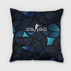 Подушка квадратная CS GO blue black elements, цвет: 3D-принт