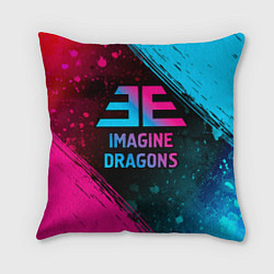 Подушка квадратная Imagine Dragons - neon gradient, цвет: 3D-принт