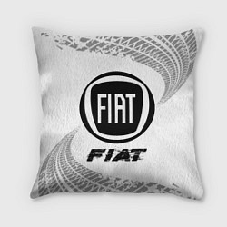 Подушка квадратная Fiat speed на светлом фоне со следами шин, цвет: 3D-принт