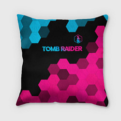 Подушка квадратная Tomb Raider - neon gradient: символ сверху, цвет: 3D-принт