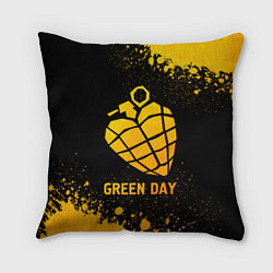 Подушка квадратная Green Day - gold gradient, цвет: 3D-принт