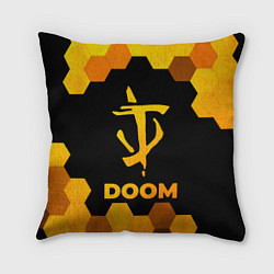 Подушка квадратная Doom - gold gradient, цвет: 3D-принт