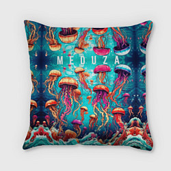 Подушка квадратная Медуза в стиле арт, цвет: 3D-принт