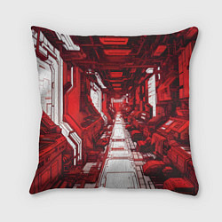 Подушка квадратная Красная комната киберпанк, цвет: 3D-принт