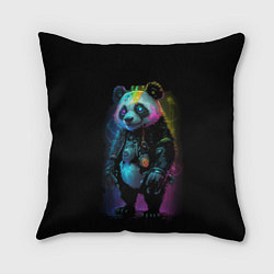 Подушка квадратная Панда в стиле киберпанк