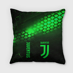 Подушка квадратная Juventus green logo neon, цвет: 3D-принт