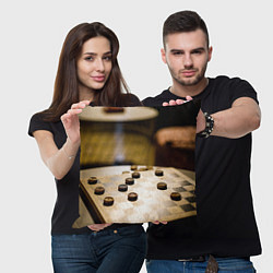 Подушка квадратная Игра в шашки, цвет: 3D-принт — фото 2