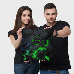 Подушка квадратная Stafield logo green fire, цвет: 3D-принт — фото 2
