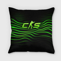 Подушка квадратная CS2 green logo, цвет: 3D-принт