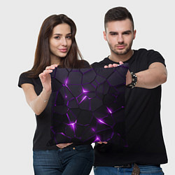 Подушка квадратная Неоновые плиты с фиолетовым свечением, цвет: 3D-принт — фото 2