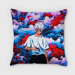 Подушка квадратная Красавец Сатору Годжо - Магическая битва, цвет: 3D-принт