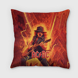 Подушка квадратная ACDC rock music fire, цвет: 3D-принт