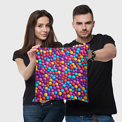 Подушка квадратная Паттерн разноцветные шарики - нейросеть, цвет: 3D-принт — фото 2