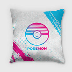 Подушка квадратная Pokemon neon gradient style, цвет: 3D-принт