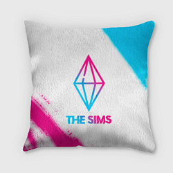 Подушка квадратная The Sims neon gradient style, цвет: 3D-принт