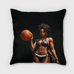 Подушка квадратная Девушка с баскетбольным мячом, цвет: 3D-принт