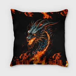 Подушка квадратная Свирепый огненный дракон 2024, цвет: 3D-принт