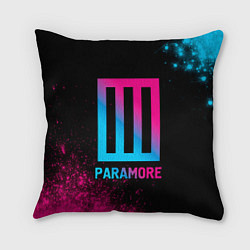 Подушка квадратная Paramore - neon gradient, цвет: 3D-принт