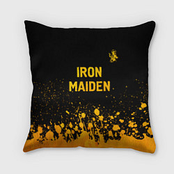 Подушка квадратная Iron Maiden - gold gradient: символ сверху, цвет: 3D-принт