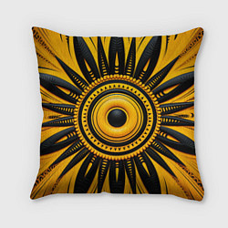 Подушка квадратная Желто-черный узор в африканском стиле, цвет: 3D-принт