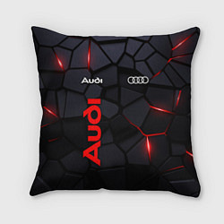 Подушка квадратная Audi черные плиты с эффектом свечения, цвет: 3D-принт