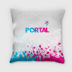 Подушка квадратная Portal neon gradient style посередине, цвет: 3D-принт