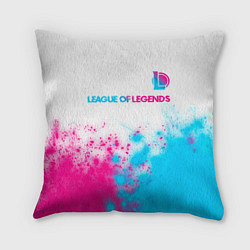Подушка квадратная League of Legends neon gradient style посередине, цвет: 3D-принт