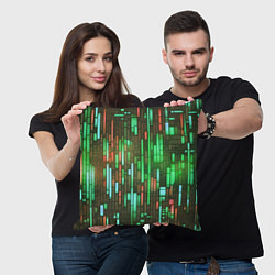 Подушка квадратная Неоновые полосы зелёные, цвет: 3D-принт — фото 2